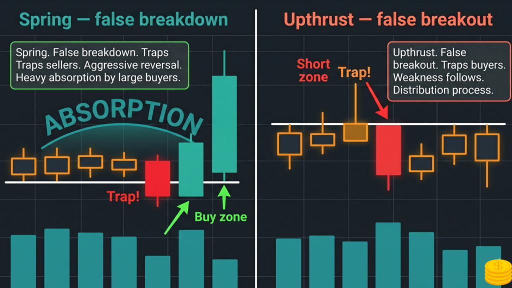 How to Read Price and Volume in Trading: The Bar Chart Method That Changes Everything spring vs upthrust price volume trading false breakout.jpg