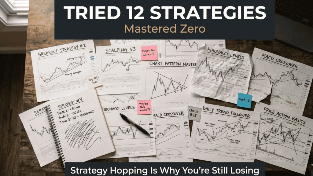 How to Build a Trading System That Actually Works (Complete Step-by-Step Guide) strategy hopping shiny object syndrome trading.webp