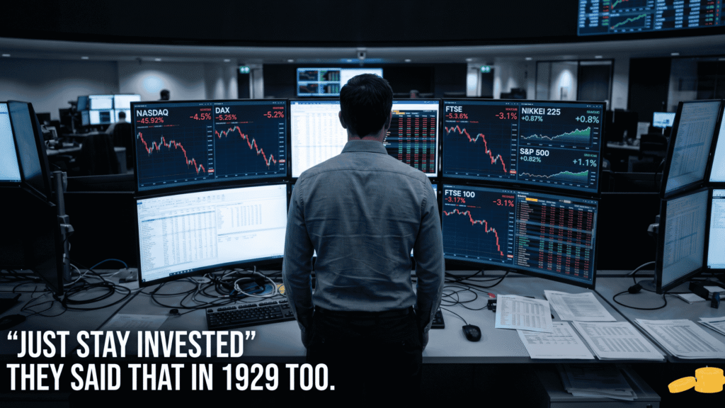 Why Investors Underperform the Funds They Invest In (And What to Do Instead) Trader monitoring global market volatility why long-term market risk causes investors to underperform when relying on markets alone