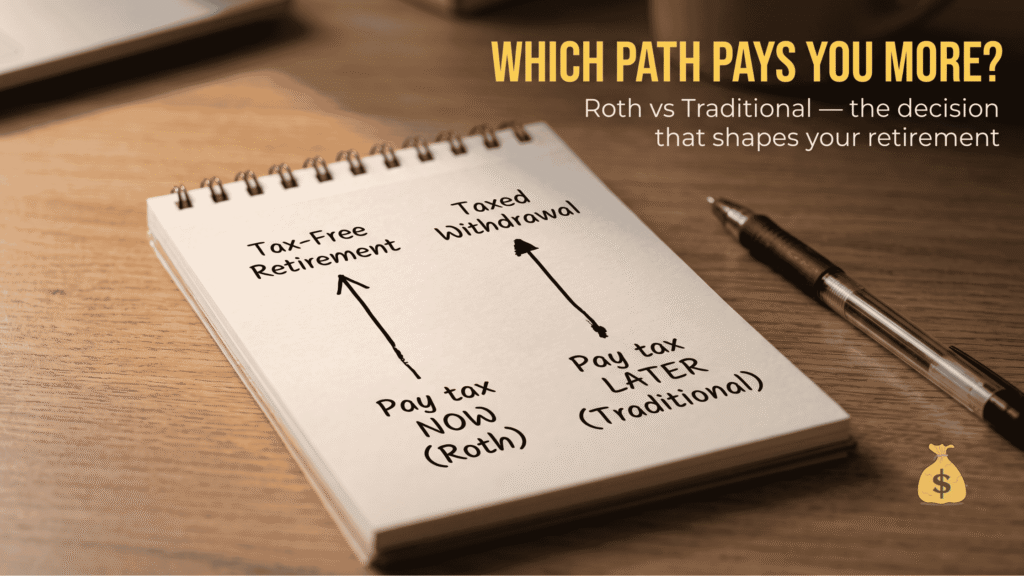 What Is a Roth IRA? A Plain English Guide for Beginners Roth IRA vs traditional IRA diagram showing tax-free retirement vs taxed withdrawal paths for beginners